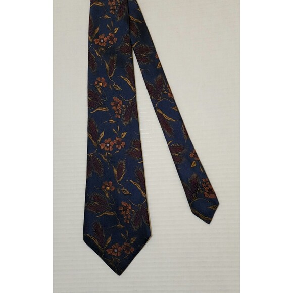 Alcione for Today's Man Silk Tie 4"x57.5" Navy Blue Floral Made in Italy - Picture 2 of 6